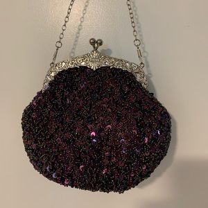 Purple beaded evening purse. New without tags.